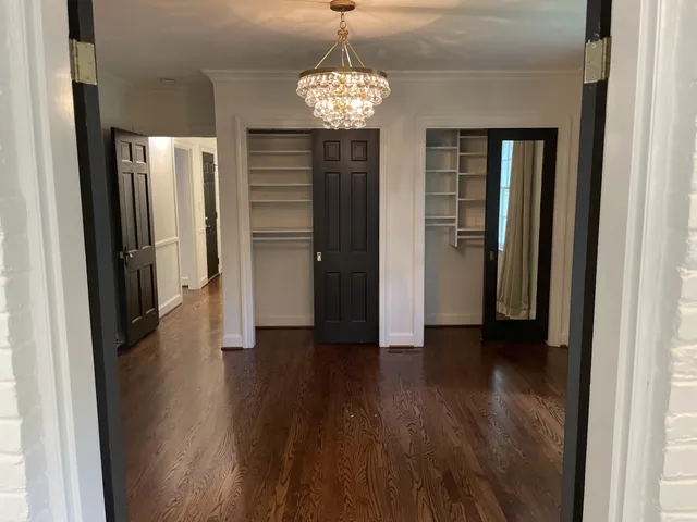 a view of a room with rack on the wall