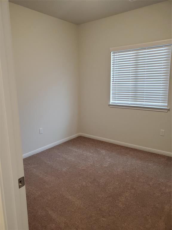6404 Gunflint Drive Austin, TX 78747 - Photo 8 of 21 A well-lit bedroom features plush carpeting and a window with blinds, creating a cozy atmosphere.