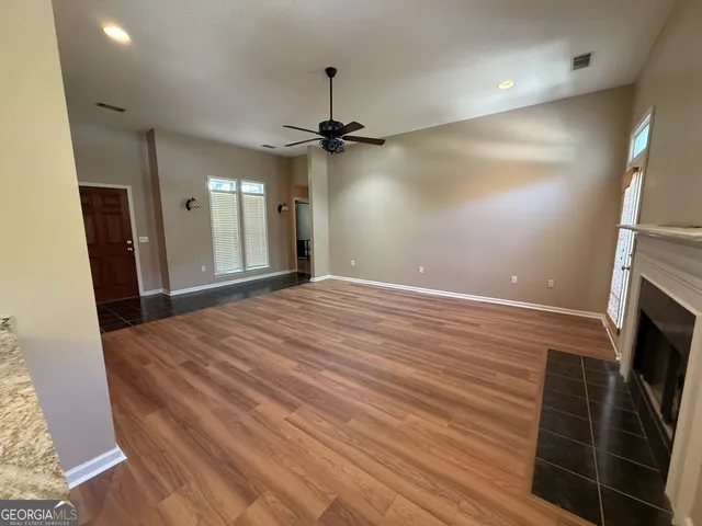 a view of a livingroom with a fireplace
