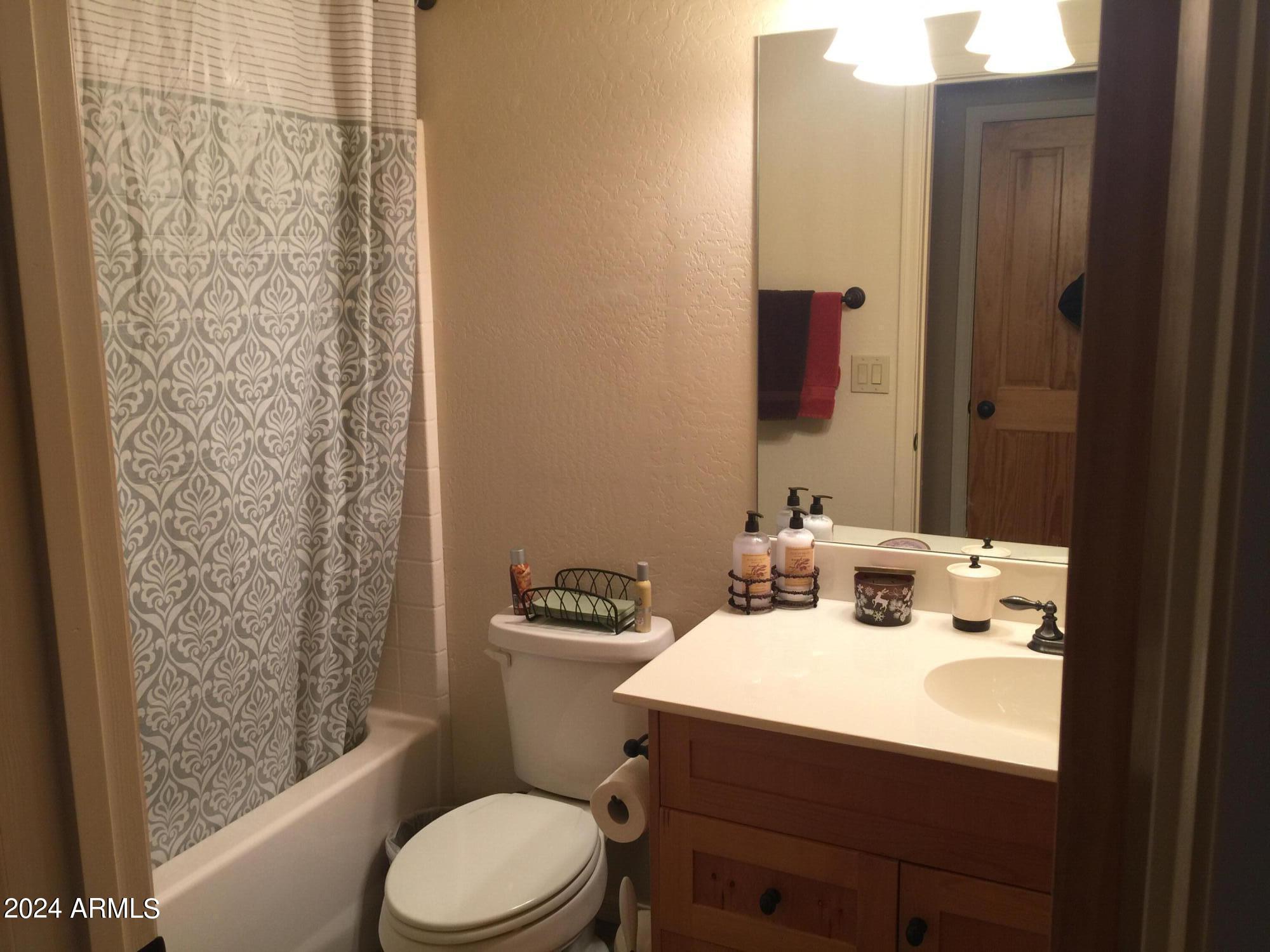 315 South Golden Bear Point Payson, AZ 85541 - Photo 7 of 29 a bathroom with a sink a toilet and shower curtain