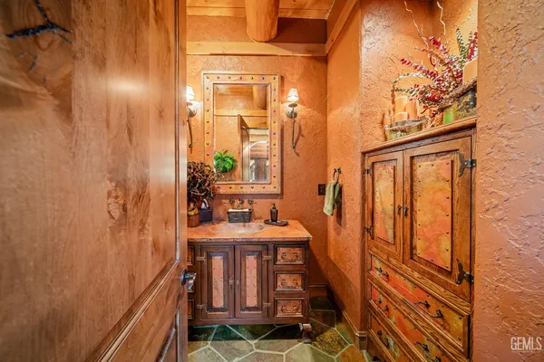 a view of balcony with furniture