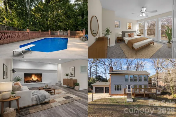 a view of a livingroom with furniture and fireplace