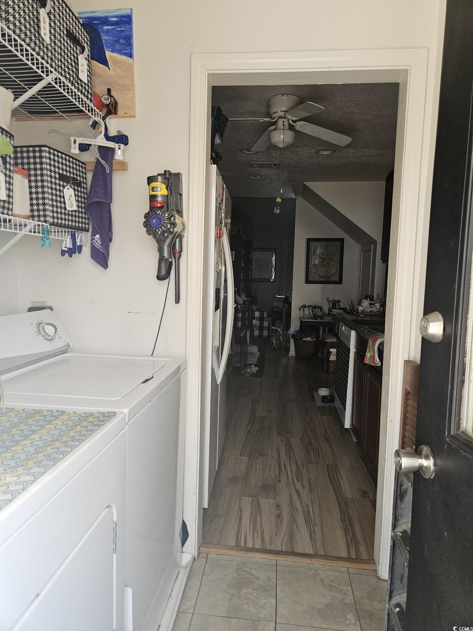 801 Burcale Road, Unit B2 Myrtle Beach, SC 29579 - Photo 22 of 30 Laundry area featuring ceiling fan, hardwood / woo