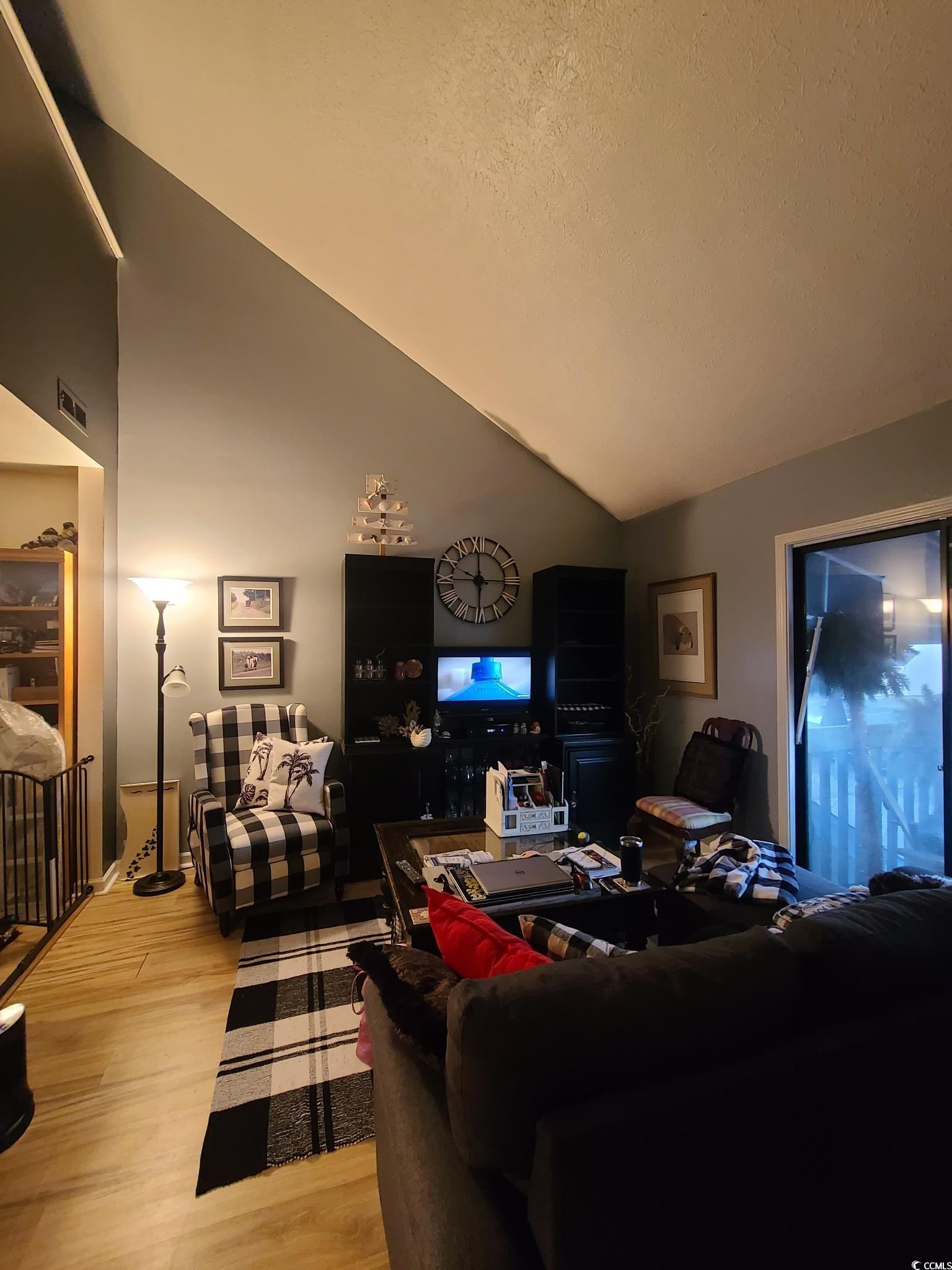801 Burcale Road, Unit B2 Myrtle Beach, SC 29579 - Photo 24 of 30 Living room with a textured ceiling, light wood-ty