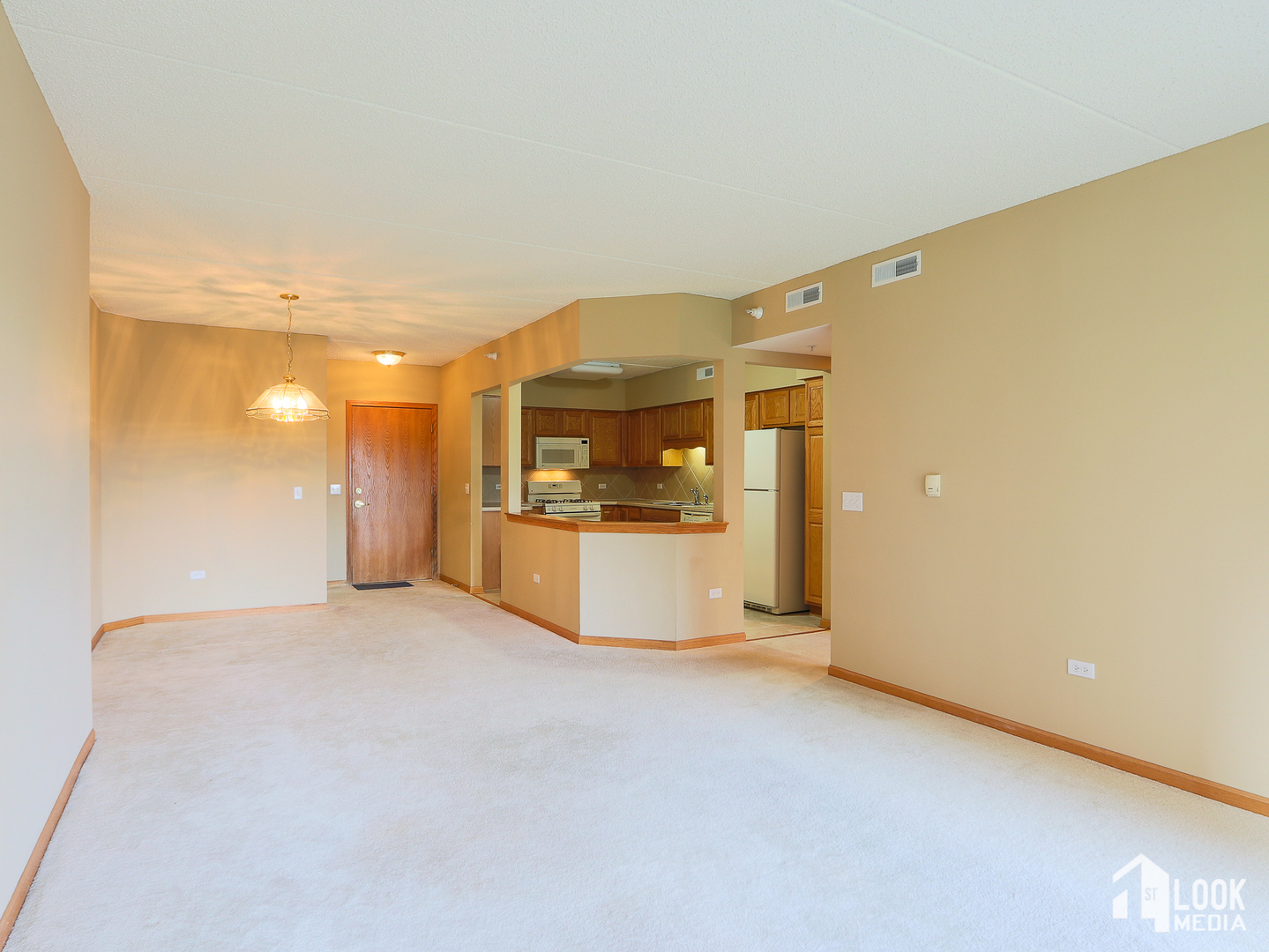 5 West Central Road, Unit 207 Mount Prospect, IL 60056 - Photo 4 of 29 a view of a kitchen with a sink and a refrigerator