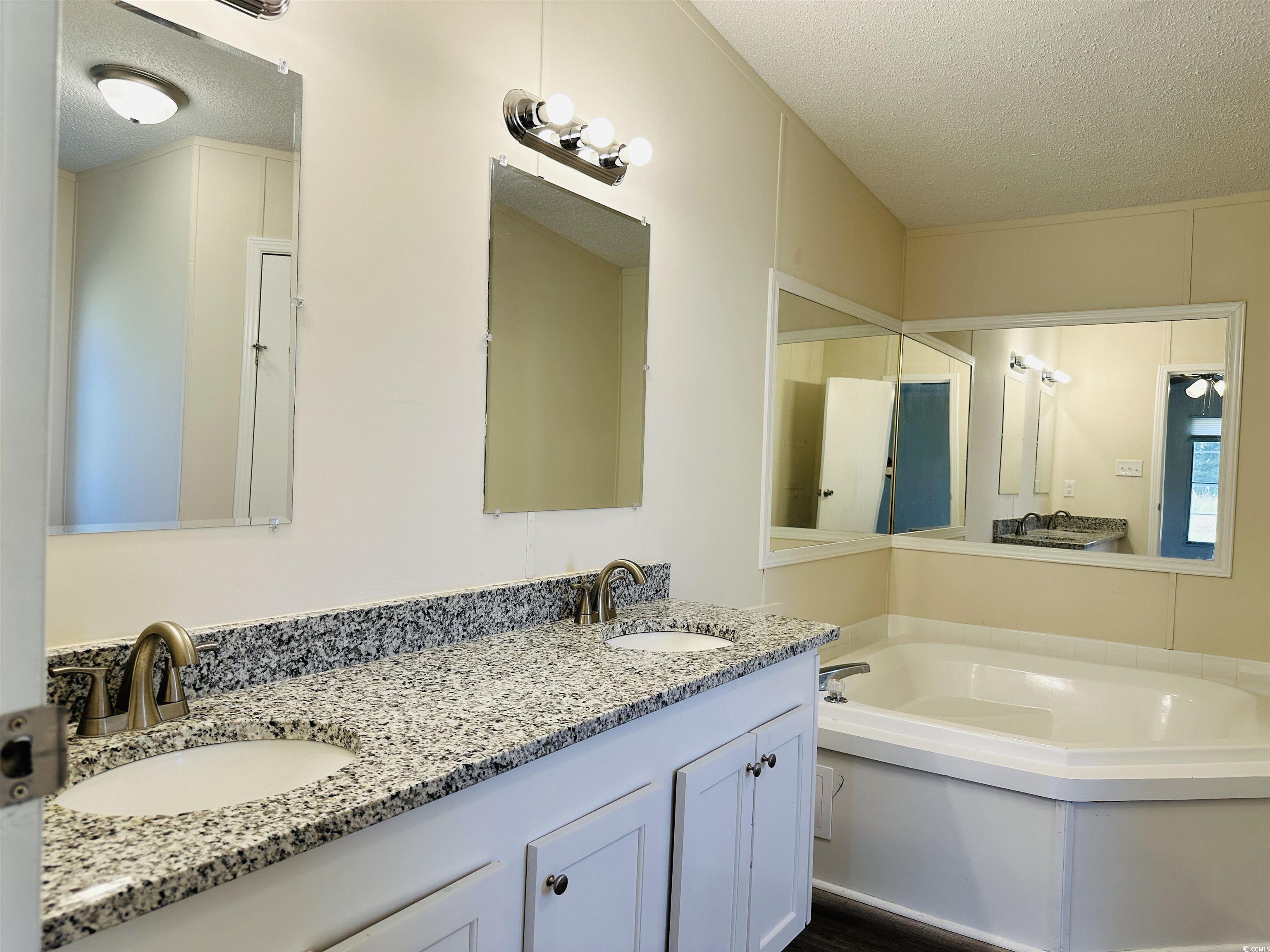 2067 Willow Creek Road Effingham, SC 29541 - Photo 38 of 40 Full bathroom featuring a textured ceiling, a garden tub, and double vanity