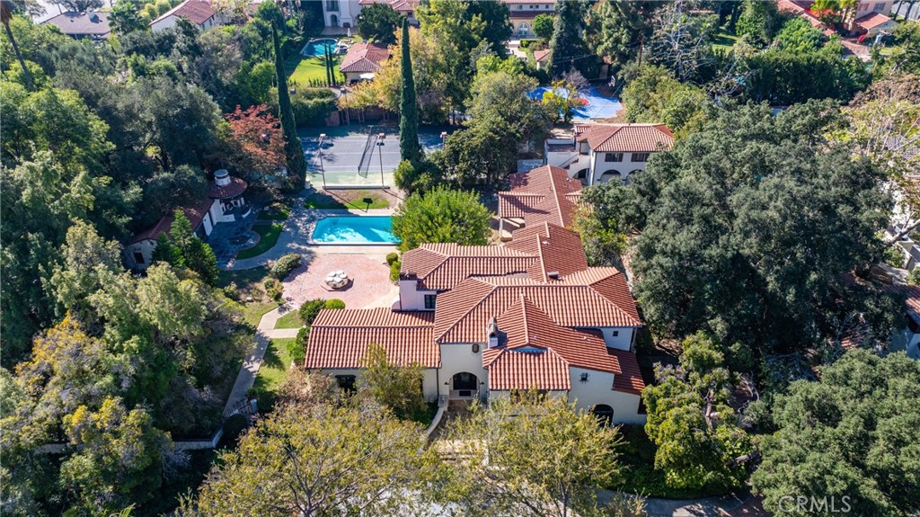 1591 Virginia Road San Marino, CA 91108 - Photo 4 of 74 an aerial view of house with swimming pool outdoor seating and yard