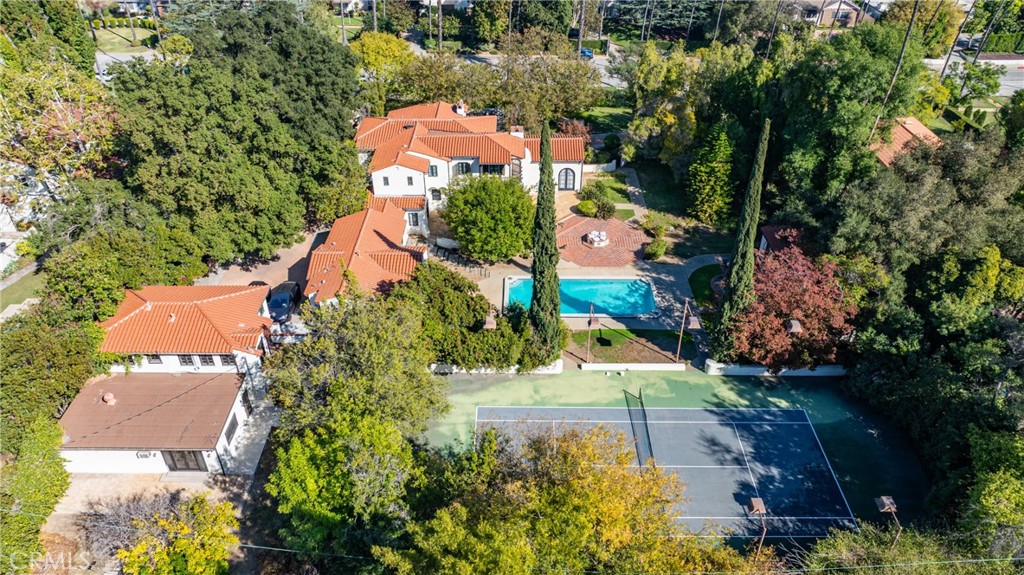 1591 Virginia Road San Marino, CA 91108 - Photo 7 of 74 an aerial view of a house with a garden and lake view