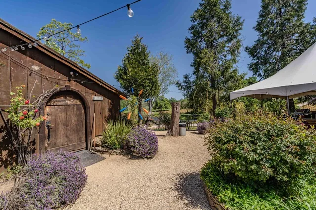 a room with lots of chandelier furniture and a view of living room