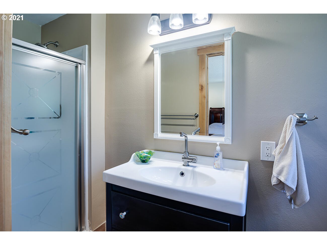 22255 Southeast Ridgeview Drive Damascus, OR 97089 - Photo 19 of 32 a bathroom with a sink vanity and mirror