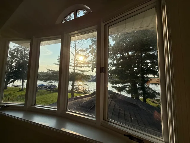 a view of a glass door