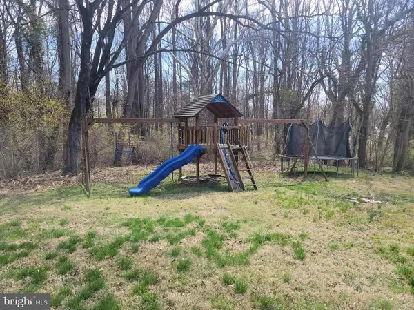 a view of a backyard with a slide