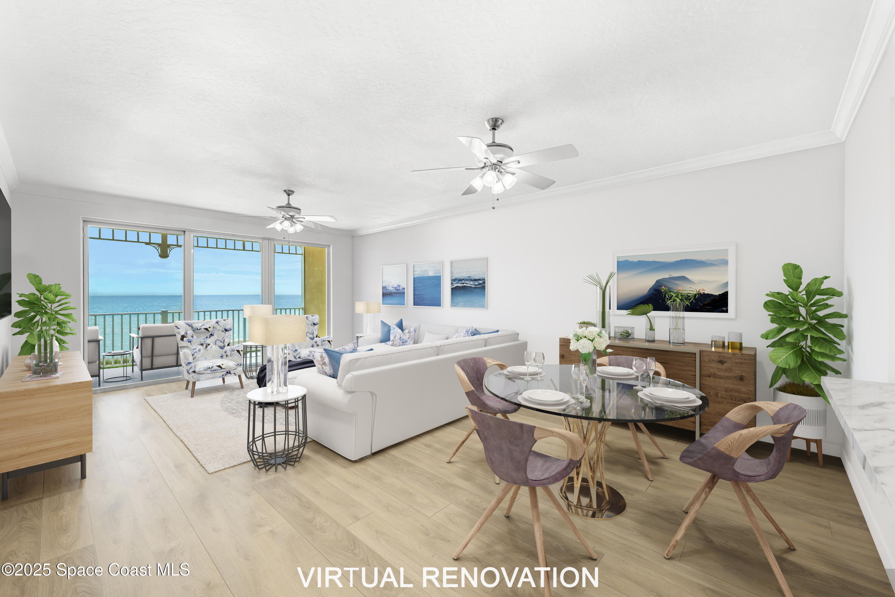 505 South Miramar Avenue, Unit 2403 Indialantic, FL 32903 - Photo 8 of 43 a living room with furniture and a chandelier