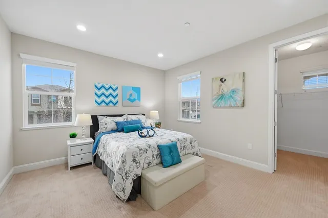 a view of a building with sitting area