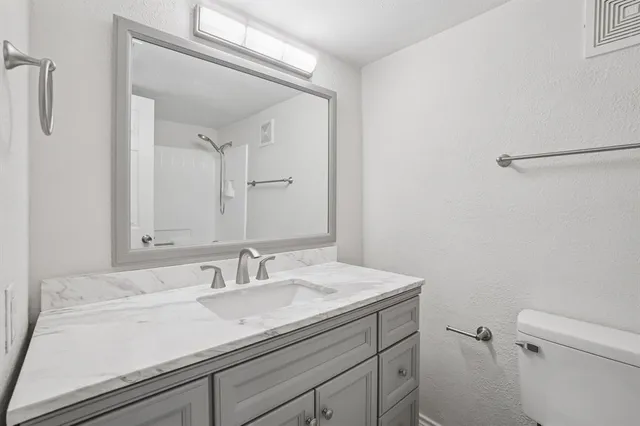 a bathroom with a sink toilet and vanity
