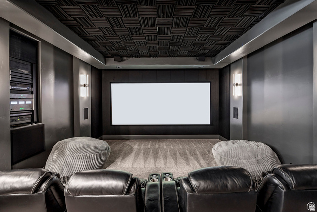 3247 South Mapleton Estates Drive Mapleton, UT 84664 - Photo 15 of 70 Home theater room with a tray ceiling