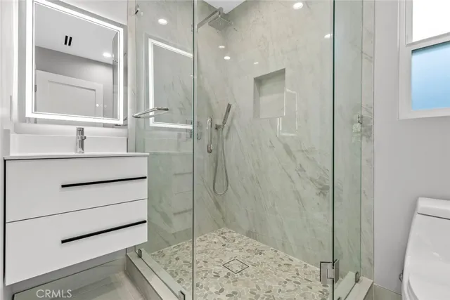 a bathroom with a shower