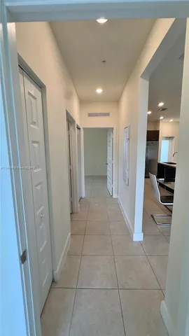 an empty room with a door