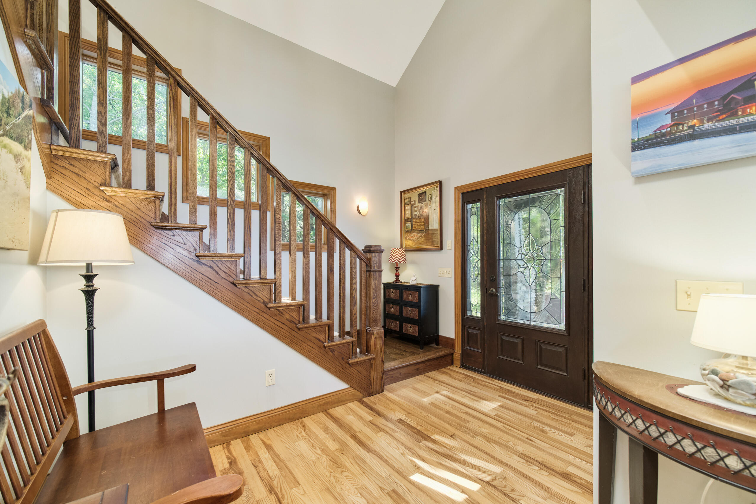 4582 West Fox Farm Road Manistee, MI 49660 - Photo 17 of 80 Cut glass entry door w/sidelights