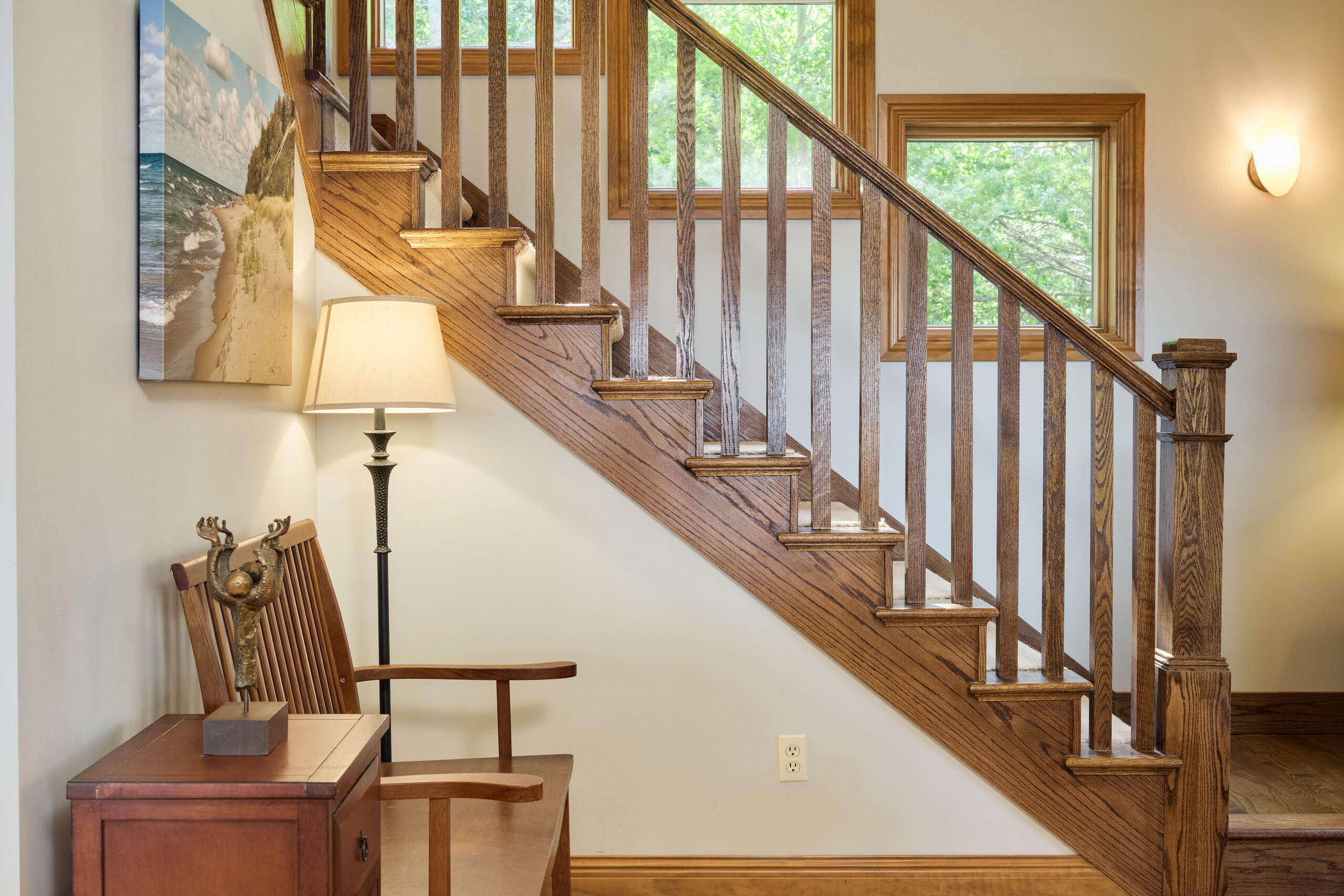 4582 West Fox Farm Road Manistee, MI 49660 - Photo 18 of 80 Architectural window highlight staircase