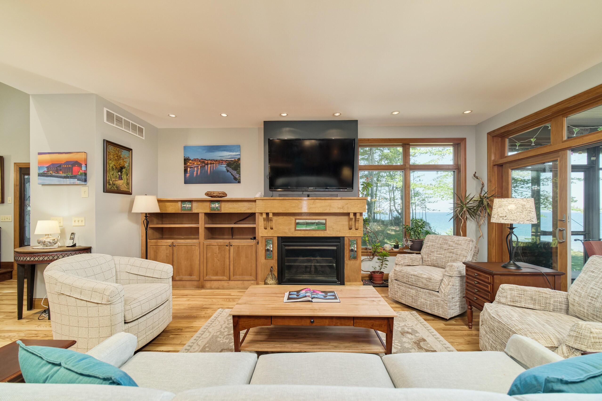 4582 West Fox Farm Road Manistee, MI 49660 - Photo 23 of 80 Gas fireplace with custom built-ins