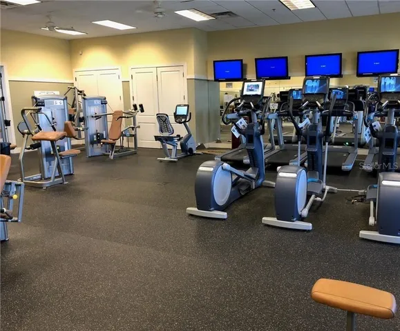 a view of a room with gym equipment