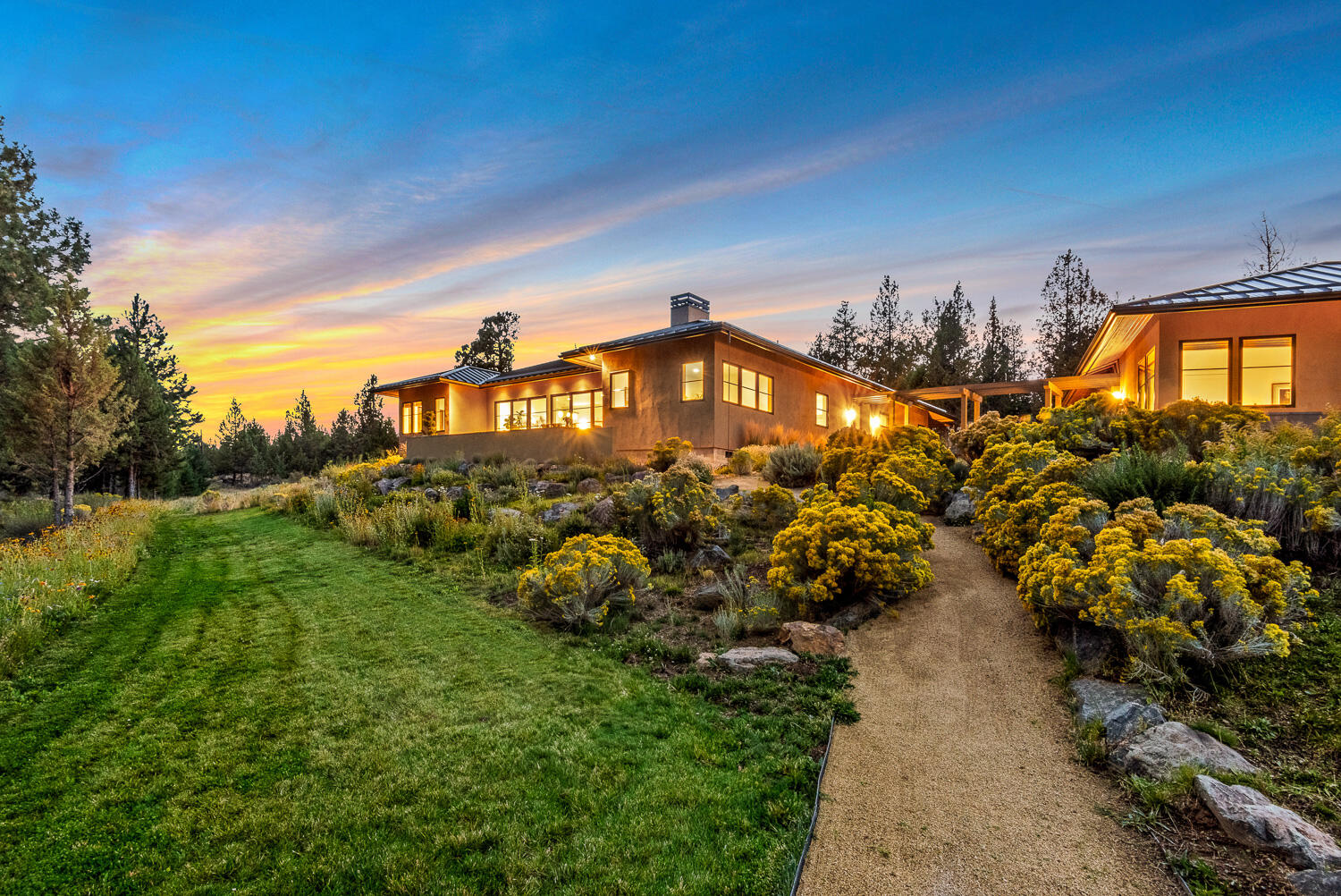 18243 Rock Springs Road Bend, OR 97703 - Photo 6 of 42 twilight path to home