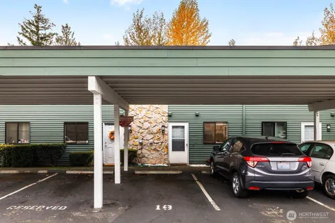 a view of backyard with parked car