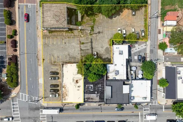 an aerial view of multiple houses