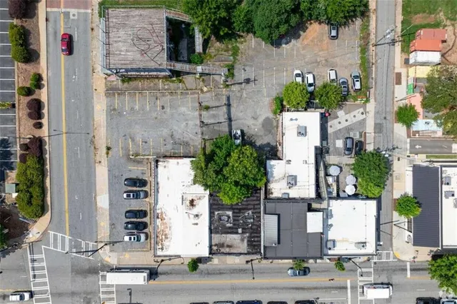an aerial view of multiple houses