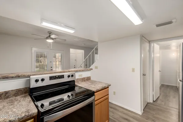 a view of kitchen with stove