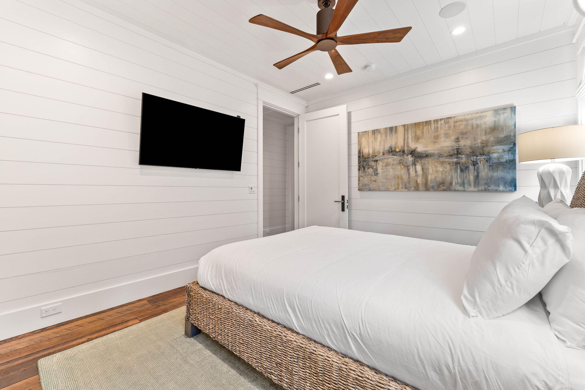 58 Coopersmith Ln Inlet Beach Inlet Beach, FL 32461 - Photo 68 of 130 a bedroom with a bed and a flat screen tv
