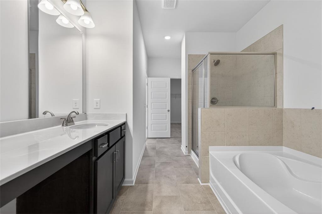 224 Bastian Drive, Unit 116 Villa Rica, GA 30180 - Photo 29 of 33 a bathroom with a tub a sink and a mirror