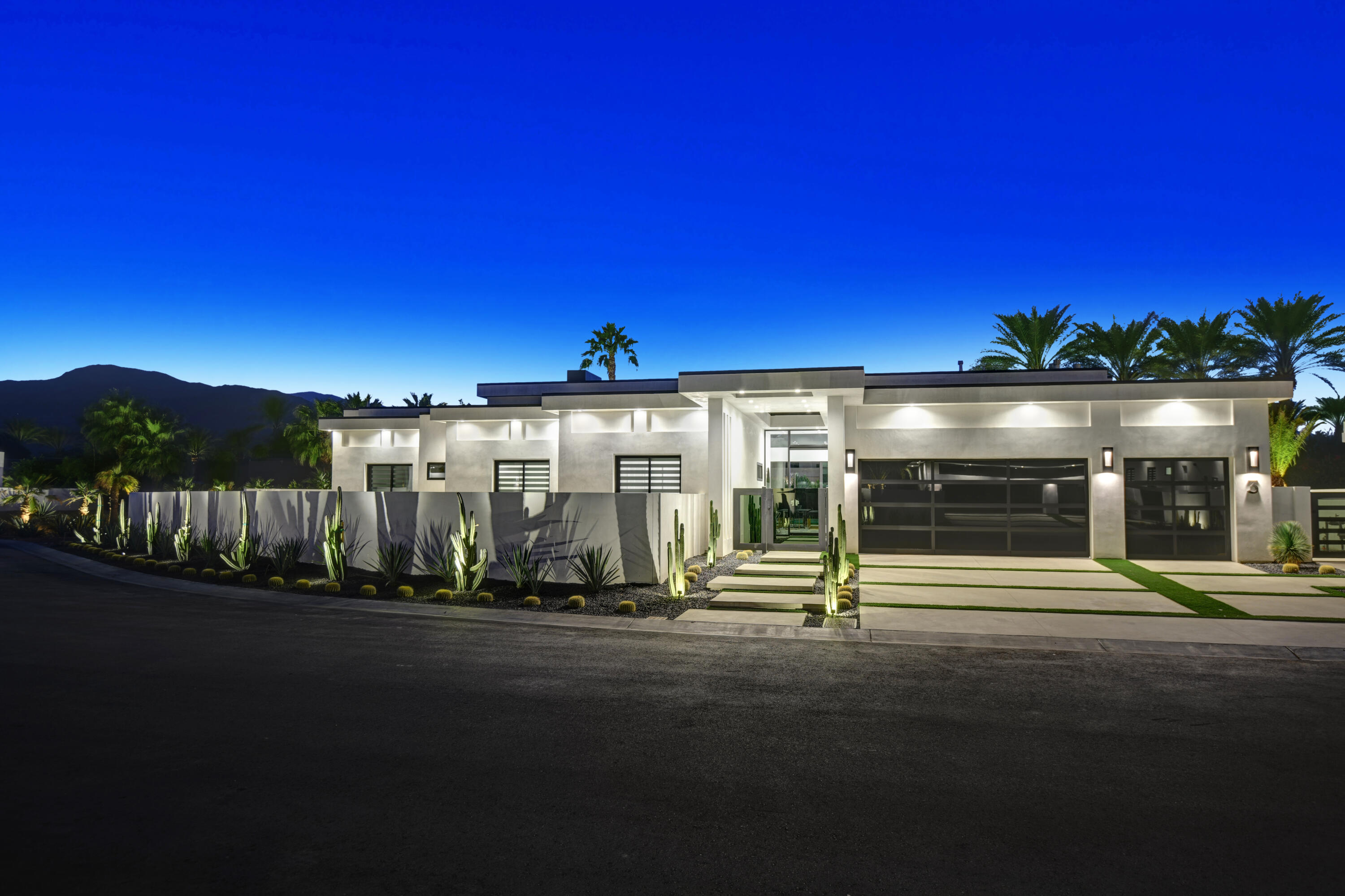 3 Bravo Court Rancho Mirage, CA 92270 - Photo 4 of 40 FRONT OF HOUSE TO MOUNTAINS NIGHT