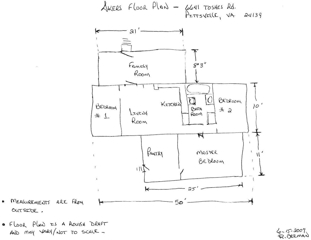 6641 Toshes Road Pittsville, VA 24139 - Photo 14 of 14 Floor Plan / Draft