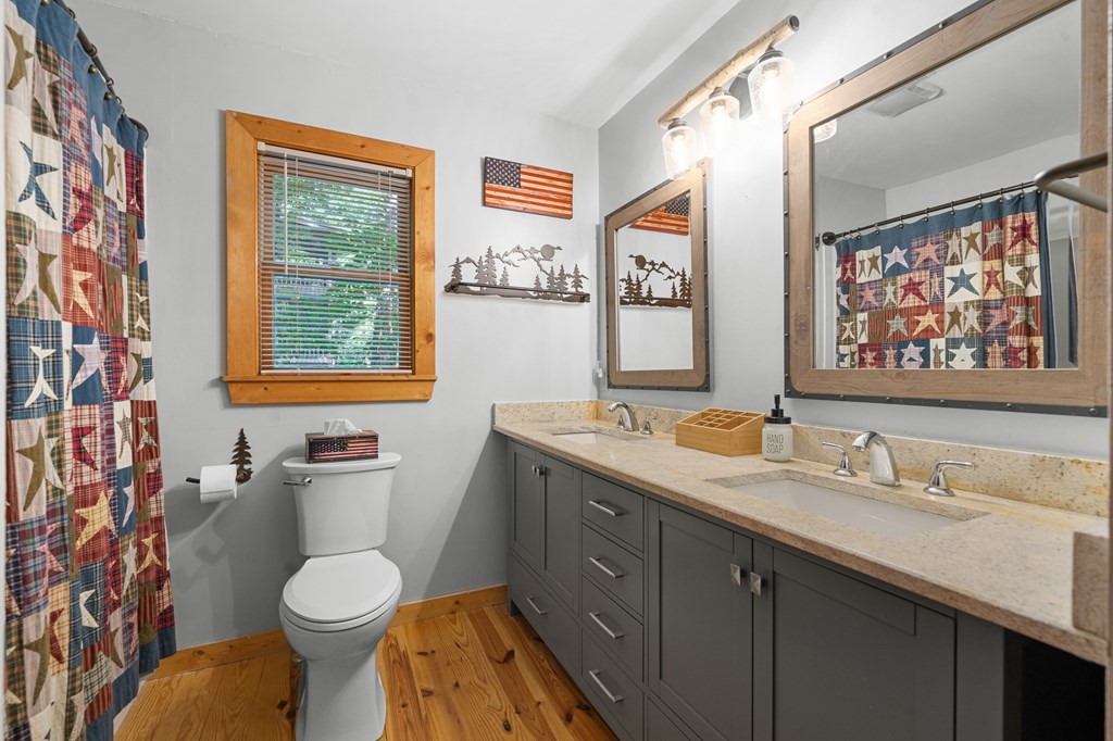 93 Amy Lane Ellijay, GA 30540 - Photo 22 of 61 a bathroom with a double vanity sink toilet and a window