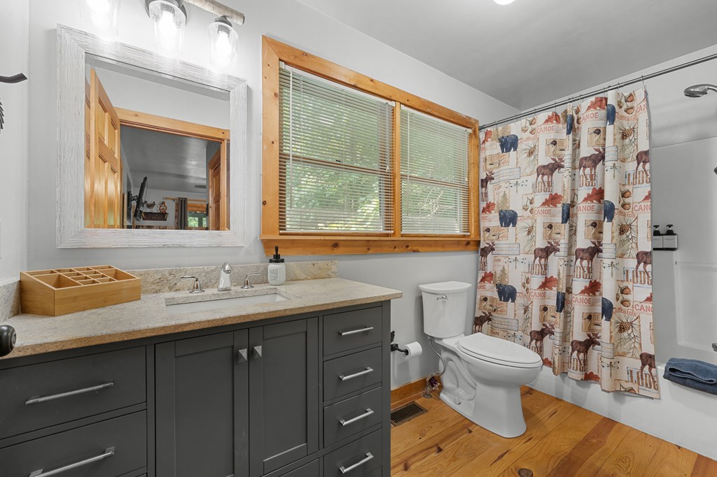 93 Amy Lane Ellijay, GA 30540 - Photo 37 of 61 a bathroom with a granite countertop sink toilet and mirror