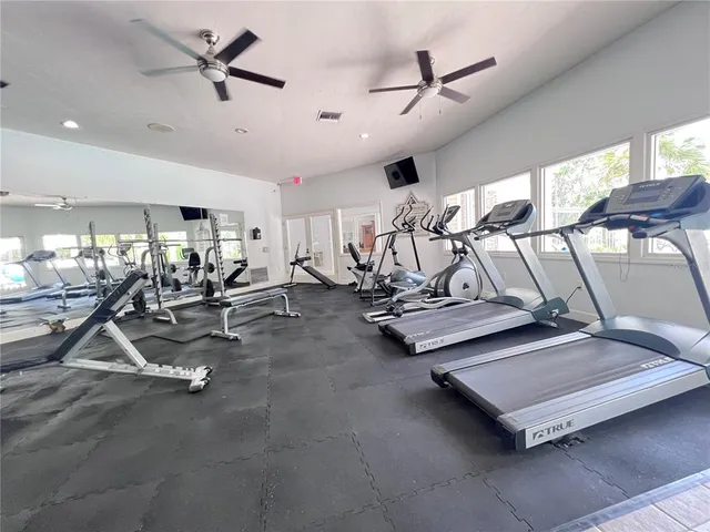a view of a room with gym equipment