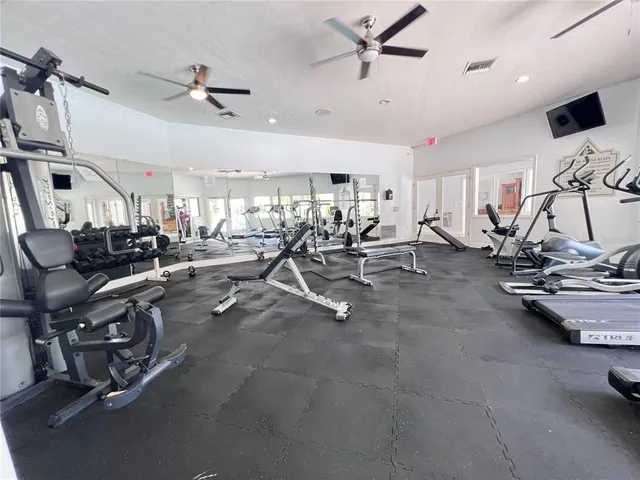 a view of a room with gym equipment