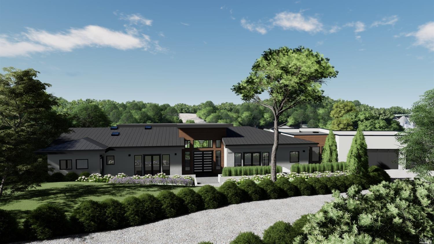 front view of a house with a yard