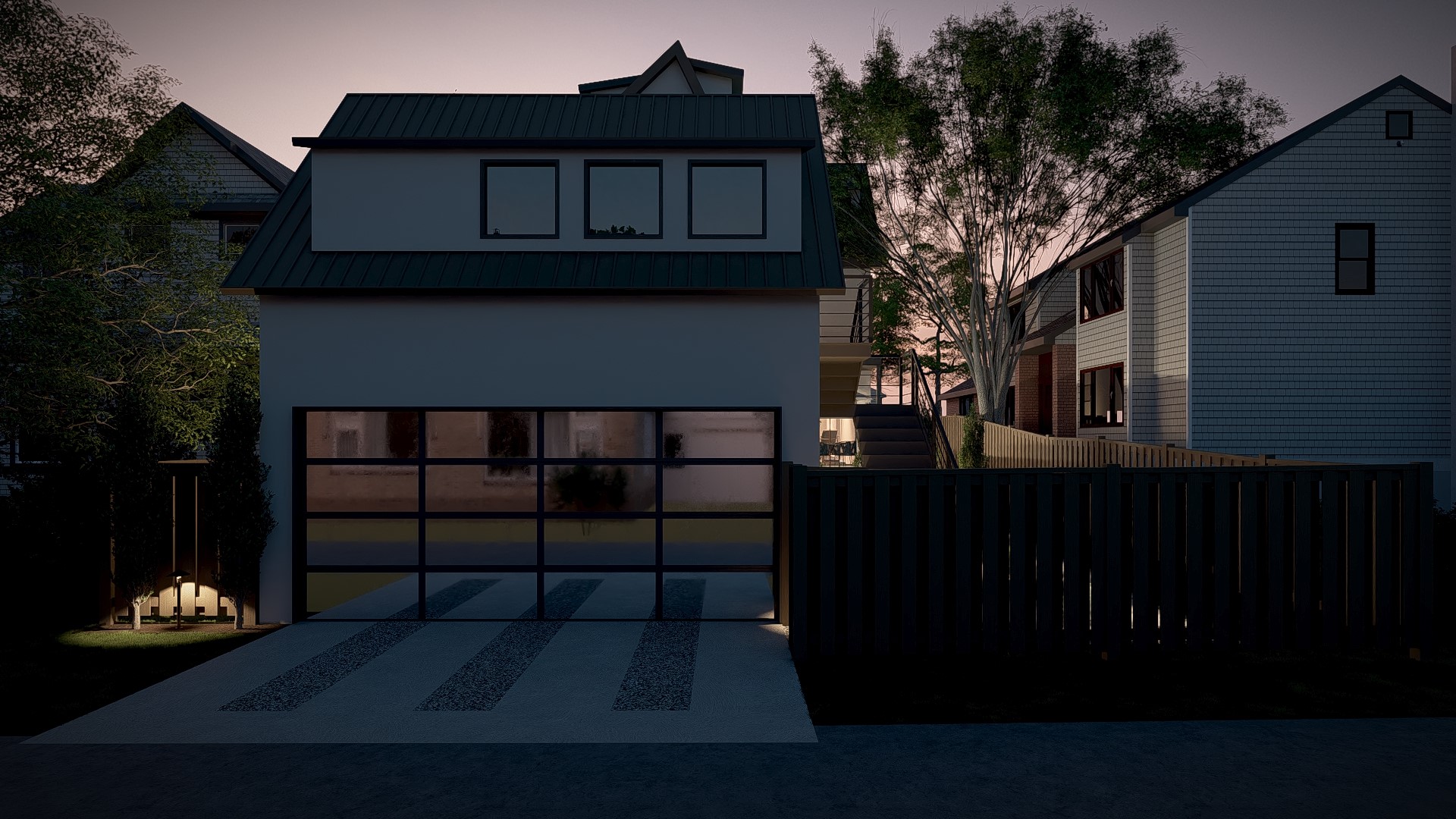 2014 East 10th Street Austin, TX 78702 - Photo 11 of 19 Modern home with a metal roof and a gate