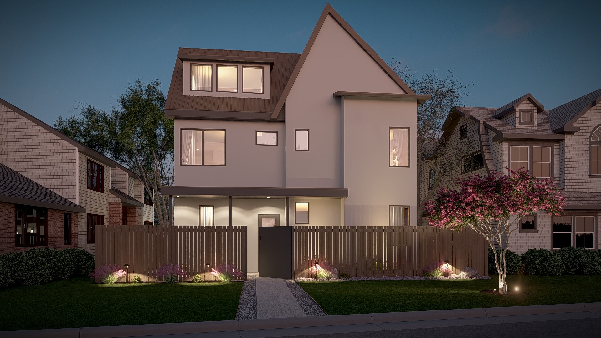 2014 East 10th Street Austin, TX 78702 - Photo 18 of 19 Contemporary house featuring a fenced front yard, stucco siding, and a gate