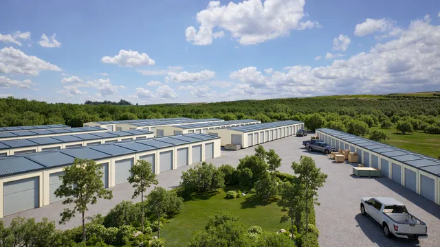 an aerial view of a house with a garden view