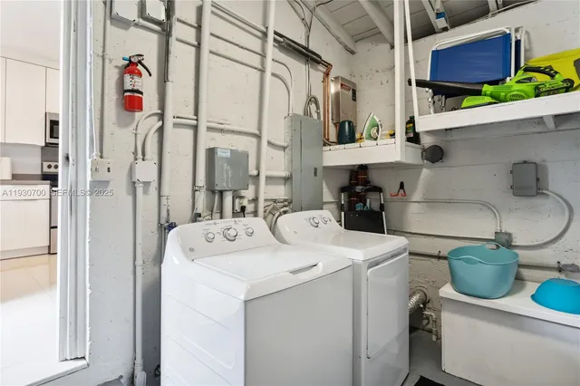 a view of a storage & utility room with racks on the wall