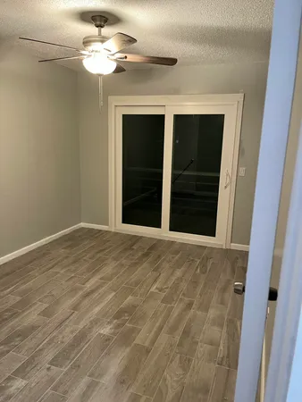 a view of a black and white wall