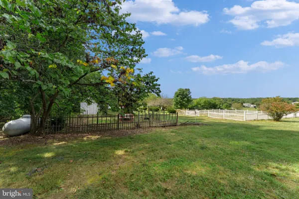 a view of a garden with a fountain