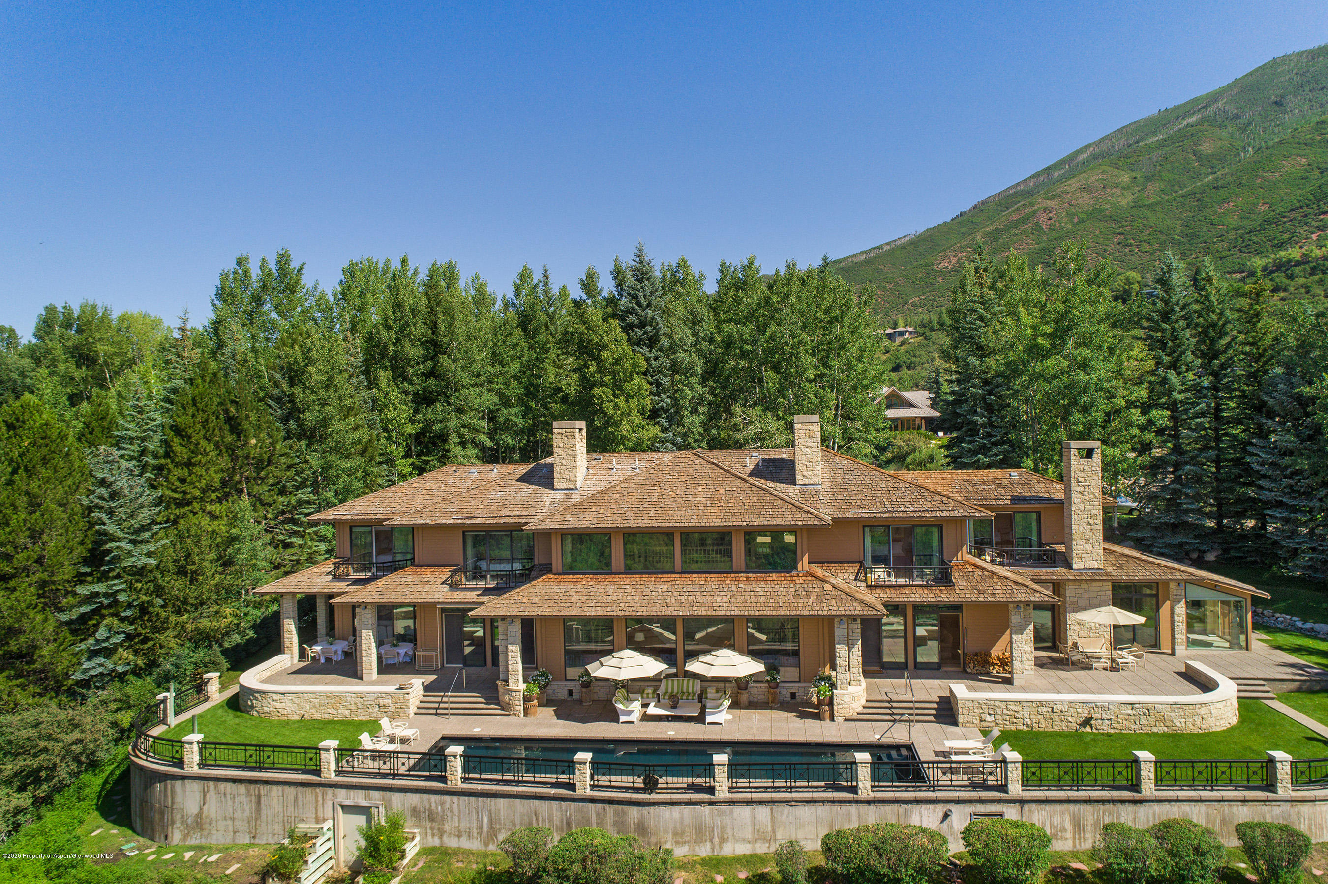 349 Ridge Road Aspen, CO 81612 - Photo 41 of 58 Rear Aerial 2