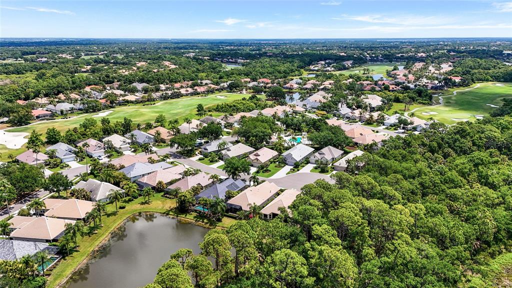 7822 Troon Court Lakewood Ranch, FL 34202 - Photo 61 of 83 an aerial view of residential houses with outdoor space and trees