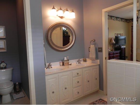 55 Cottage Ridge Road Fletcher, NC 28732 - Photo 12 of 20 a bathroom with a toilet a sink and mirror