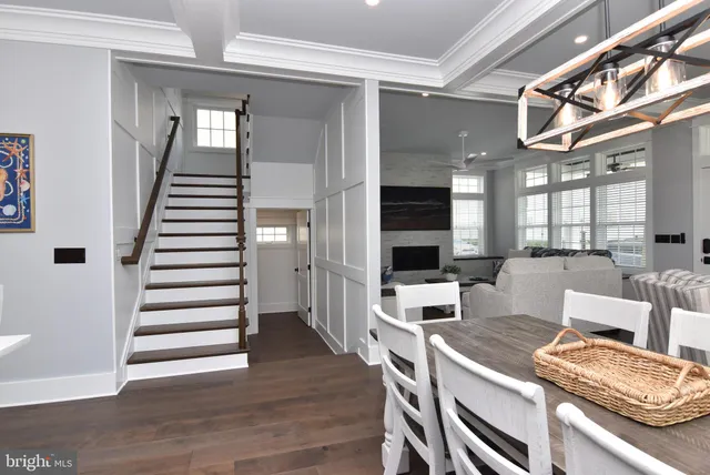 a workspace with furniture and wooden floor